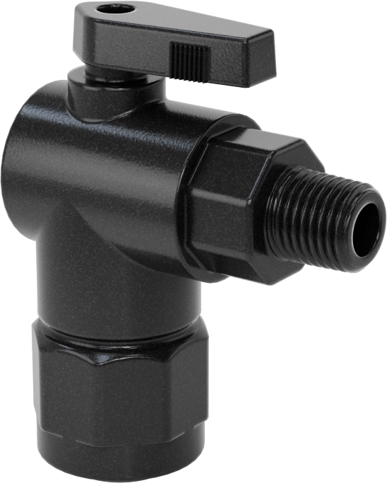 Kimyasallar için Açma/Kapama Vanası, PVDF, 90 Derece Adaptör, 1/2" Bağlantı x 1/4 NPT Erkek
