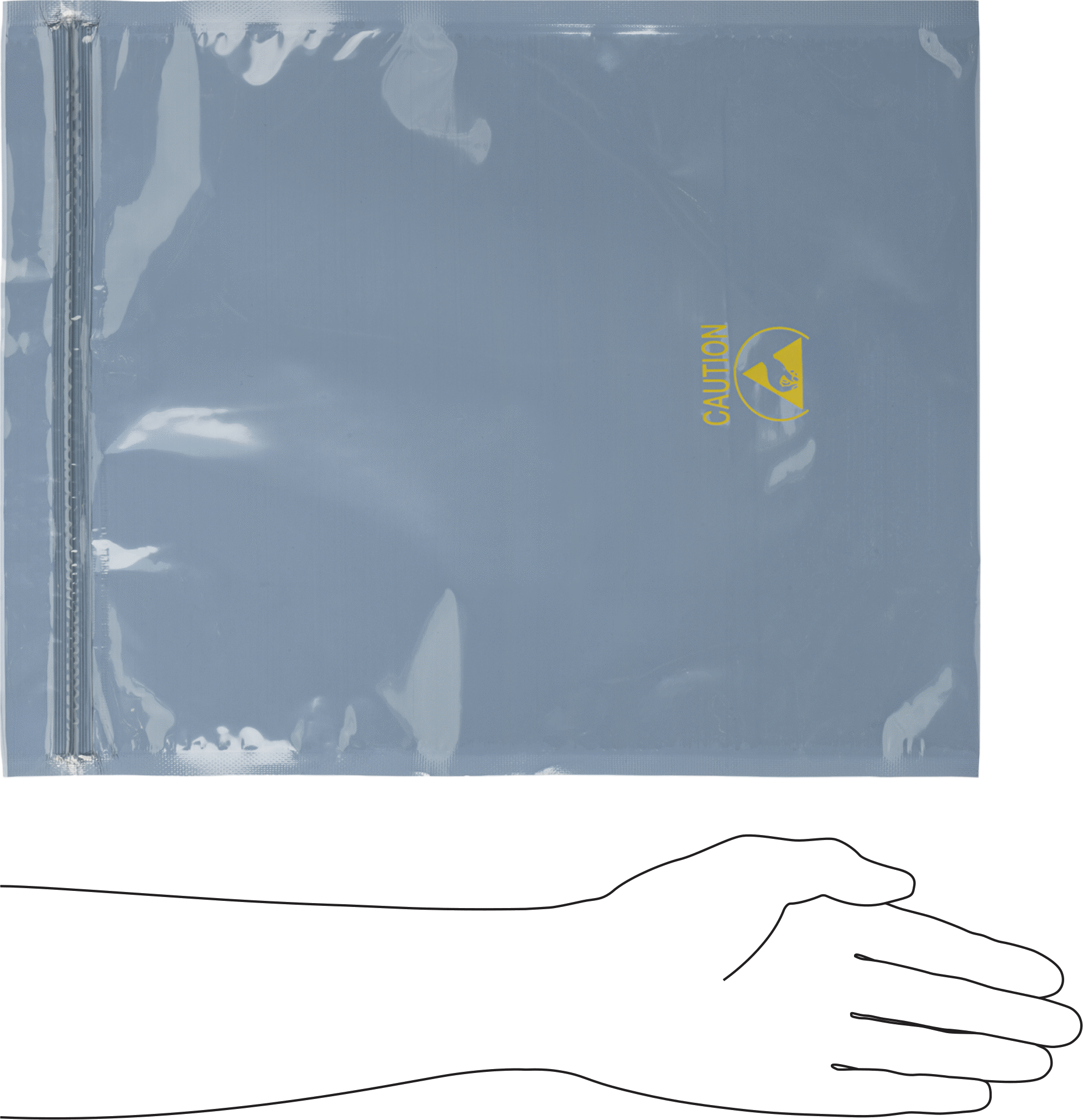Statik Koruyucu Yeniden Kapatılabilir Torba, Alüminize Polyester Plastik Katman, 12" Genişlik, 15" Yükseklik