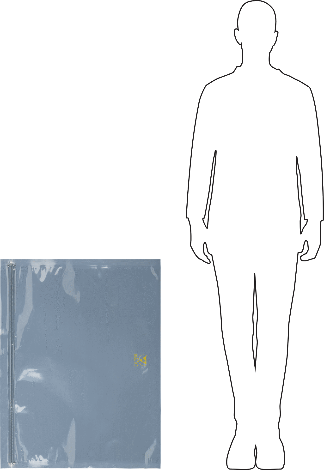 Statik Koruyucu Yeniden Kapatılabilir Torba, Alüminize Polyester Plastik Katman, 30 inç Genişlik, 23" Yükseklik