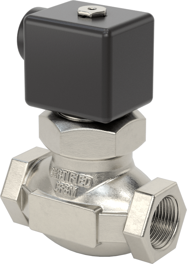 PTFE Contalı 316 Paslanmaz Çelik Solenoid Açma/Kapama Valfi, Soğutucu ve Deterjan için, 1 NPT Dişi