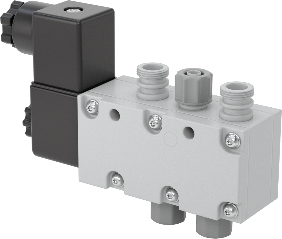 Akış Kontrollü Hava Yön Kontrol Vanası, 5/2 Akış, 1 Solenoid, 11/64" İç Çaplı Boru için, 24V DC