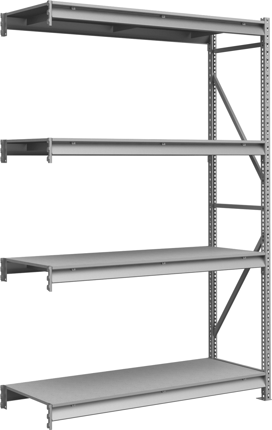 Ekstra Ağır Hizmet Tipi Raf, 4 Raflı Ek Ünite, Kompozit Ahşap, 96" x 36.5" x 63"