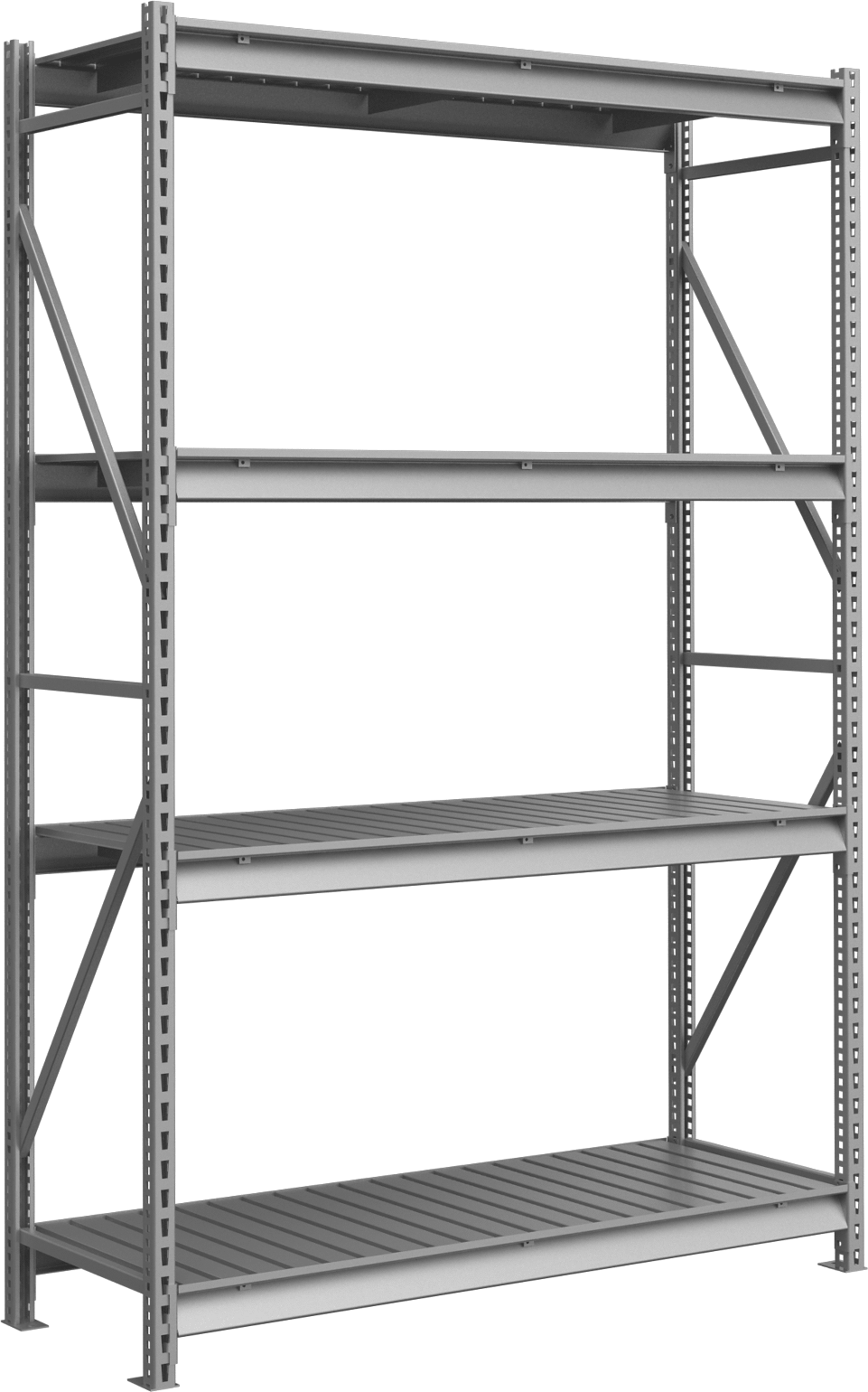Ekstra Ağır Hizmet Tipi Raf, 4 Çelik Raf ile, 120 inç x 36-1/2 inç x 76-1/2 inç Toplam Boyut