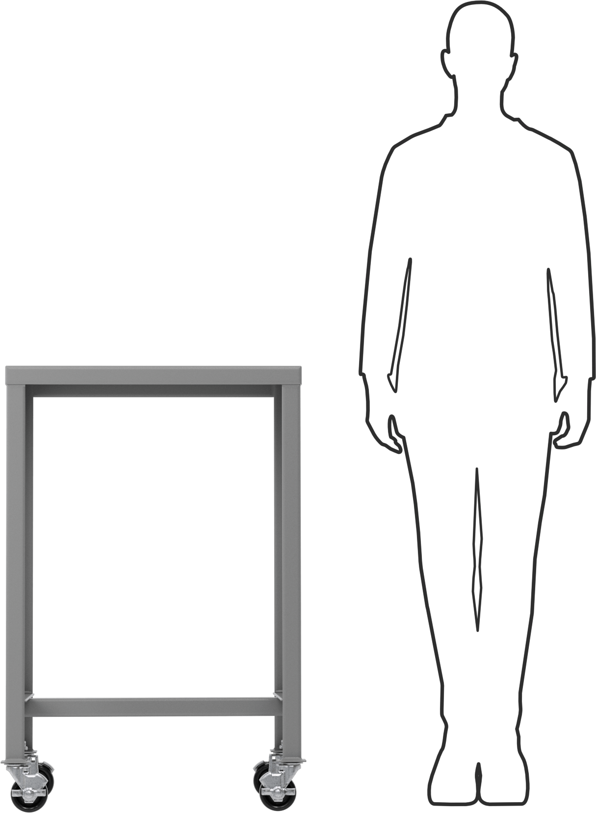 Çelik Masa, Mobil, 36“ Yükseklik x 24” Genişlik x 18" Derinlik