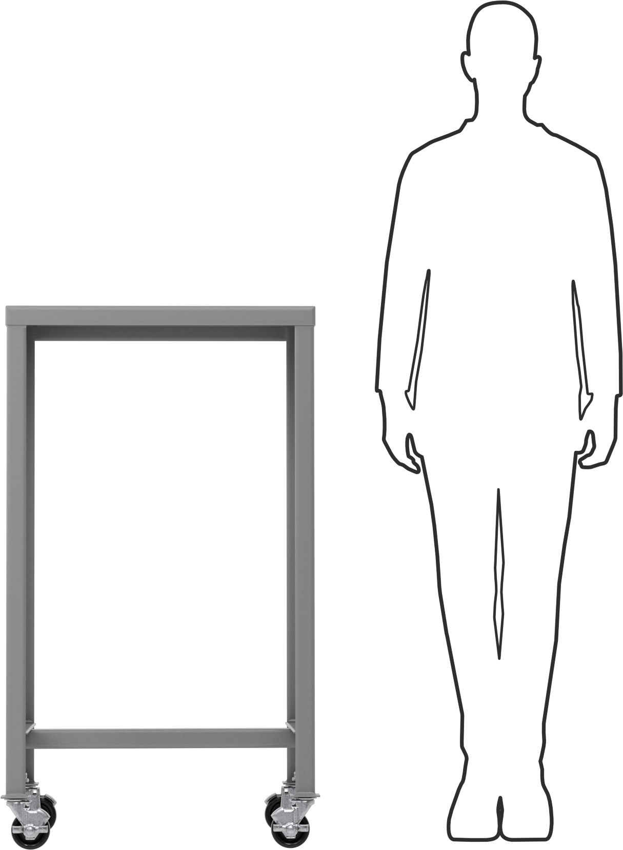 Çelik Masa, Mobil, 42“ Yükseklik x 24” Genişlik x 18" Derinlik