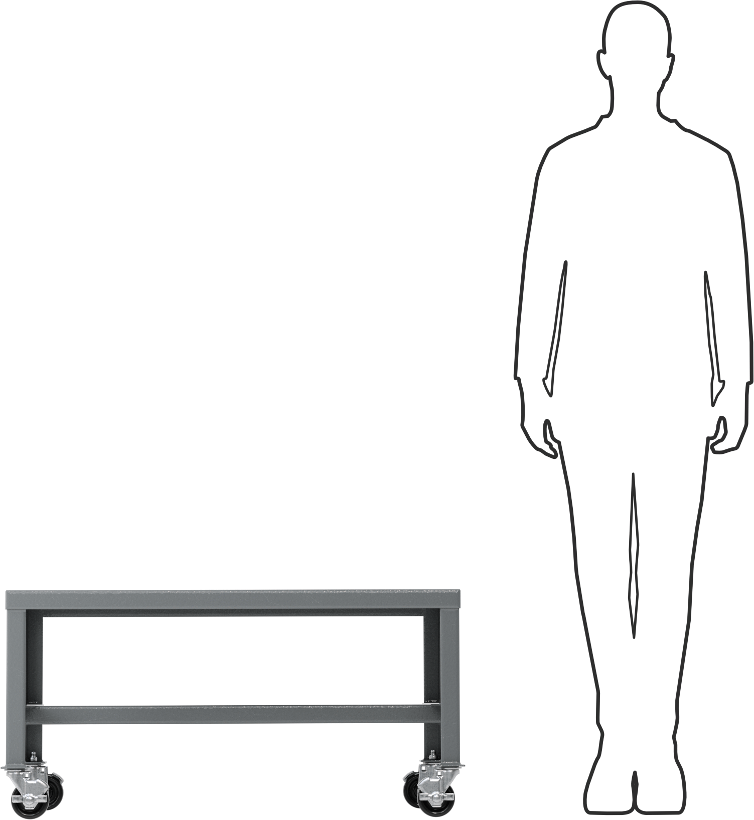 Çelik Masa, Düşük Profilli, Mobil, 18" Yükseklik, 36 inç Genişlik, 24" Derinlik, 500 lbs. Kapasite