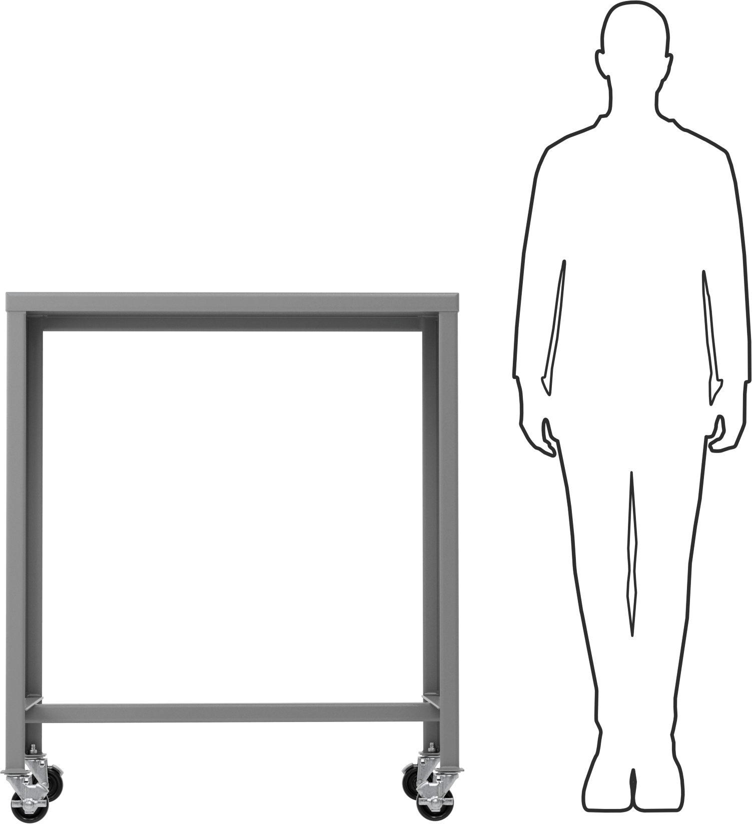 Çelik Masa, Mobil, 42“ Yükseklik x 36” Genişlik x 24" Derinlik