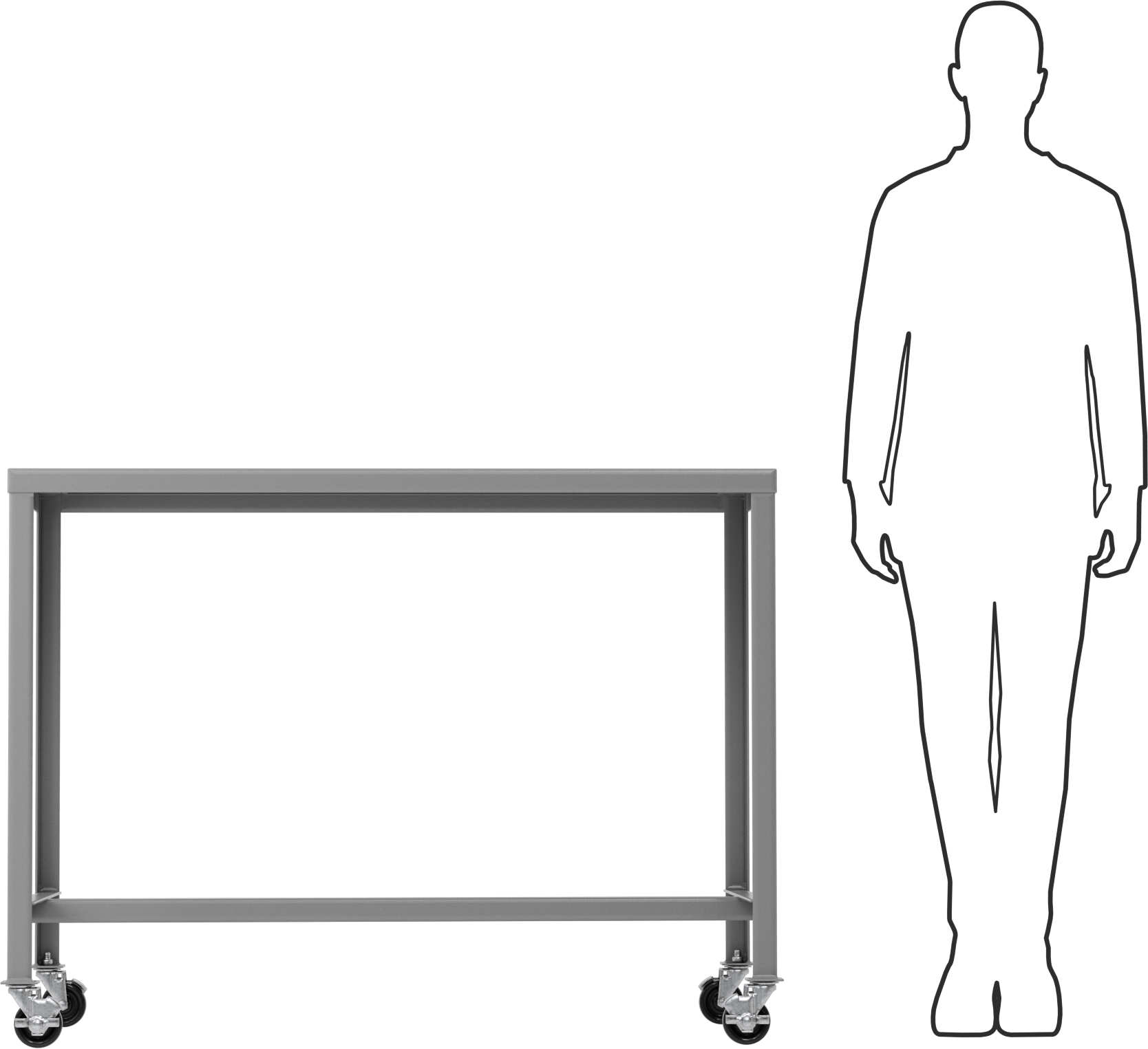 Çelik Masa, Mobil, 36“ Yükseklik x 48” Genişlik x 24" Derinlik