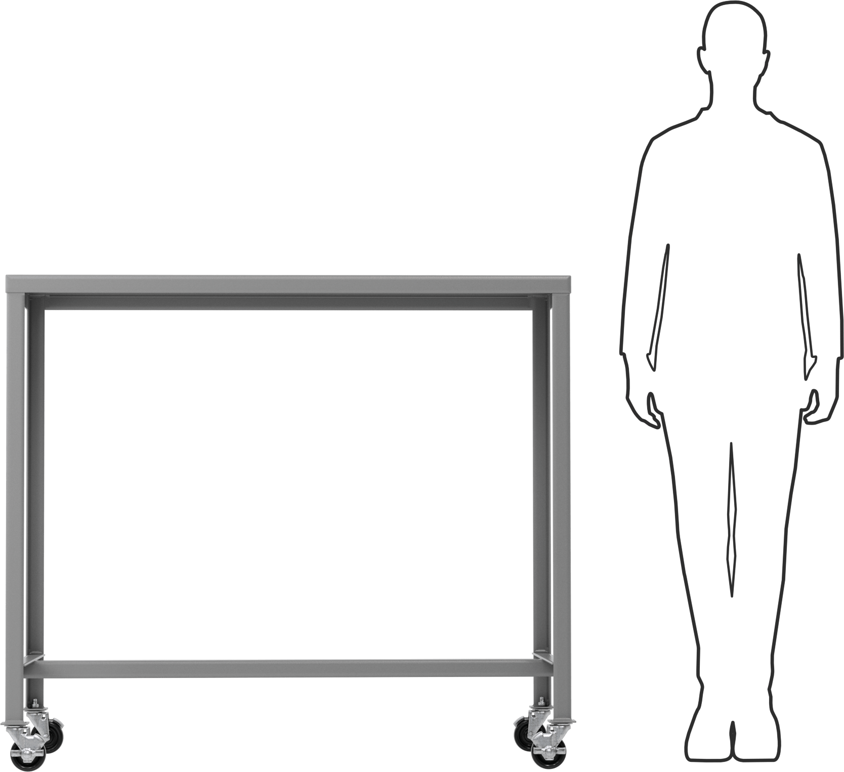 Çelik Masa, Mobil, 42“ Yükseklik x 48” Genişlik x 24" Derinlik
