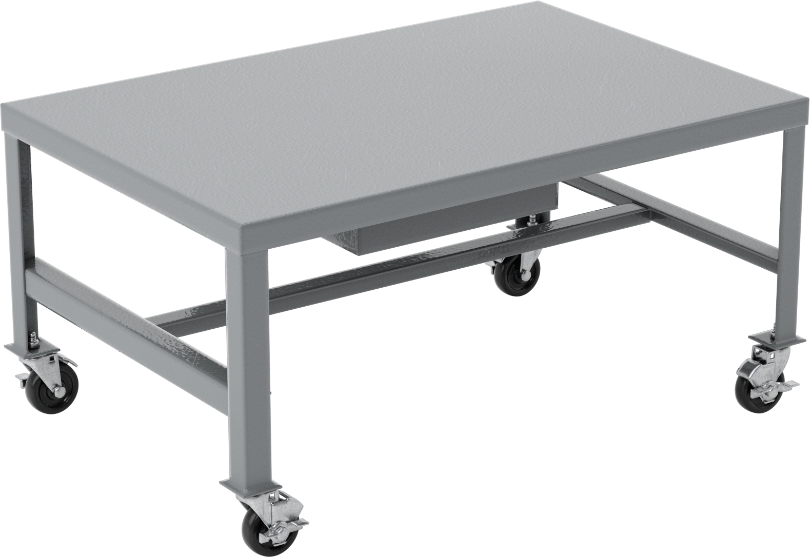 Çelik Masa, Düşük Profilli, Mobil, 1 Çekmece, 18“ Yükseklik x 36” Genişlik x 24" Derinlik