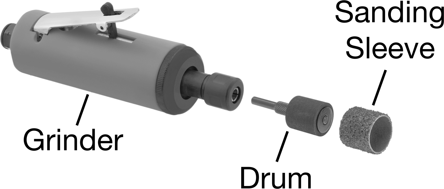 Zımpara Manşonları için Hızlı Değiştirilebilir Tambur, 1/4" Çaplı Şaft ile, 1/2" Çap, 1/2" Uzunluk