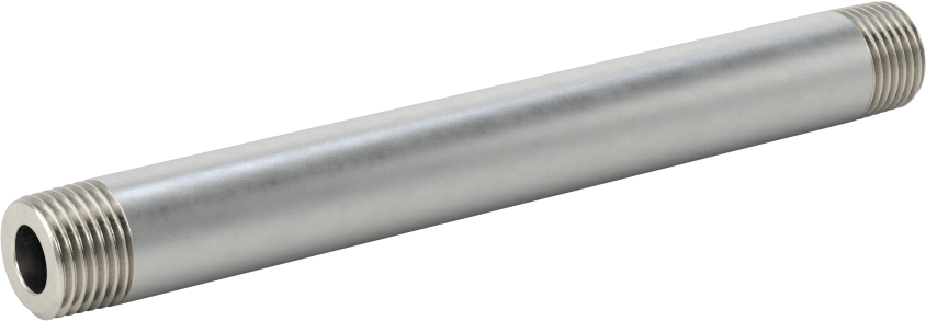 Kalın Cidarlı 304/304L Paslanmaz Çelik Boru Nipeli, Her İki Ucu Dişli, 1/8 Boru Boyutu, 3-1/2" Uzunluk
