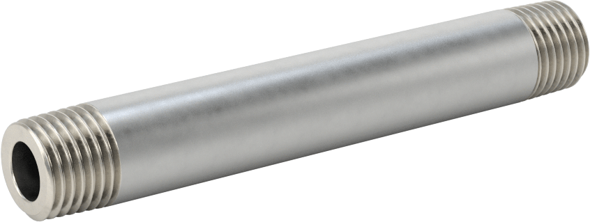 Kalın Cidarlı 304/304L Paslanmaz Çelik Boru Nipeli, Her İki Ucu Dişli, 1/4 Boru Boyutu, 3-1/2" Uzunluk