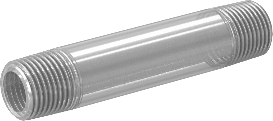 Kalın Duvarlı Şeffaf Dişli PVC Boru Nipeli, Su için, Her İki Ucu Dişli, 4" Uzunluk, 1/2 NPT