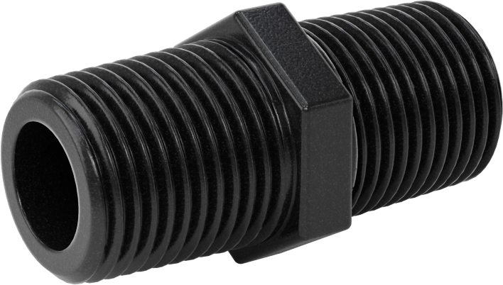 Kimyasallar için UV Dayanıklı Polipropilen Boru Bağlantı Parçası, Düz Konektör, 1/2 NPT Erkek, 1-15/16" Uzunluk