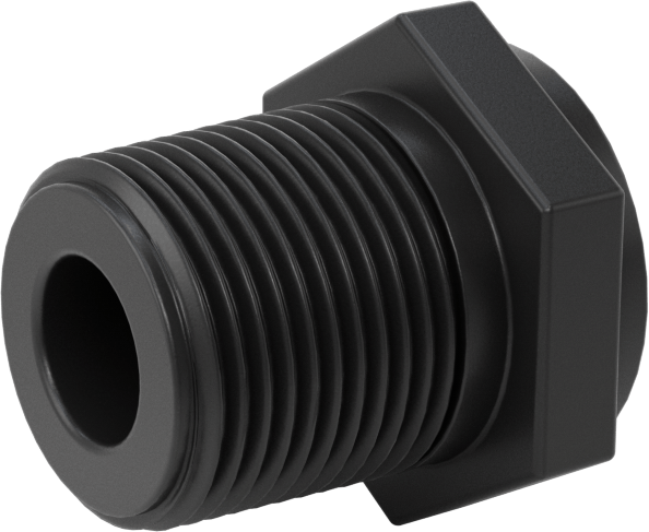 Kimyasallar için UV Dayanıklı Polipropilen Boru Bağlantı Parçası, Burç Adaptörü, 3/4 NPT Erkek x 1/2 NPT Dişi
