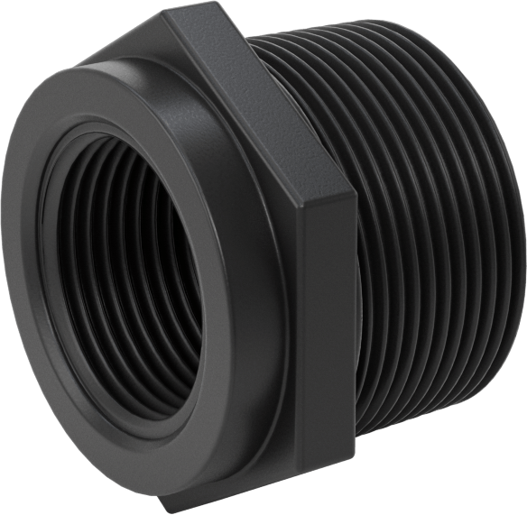 Kimyasallar için UV Dayanıklı Polipropilen Boru Bağlantı Parçası, Burç Adaptörü, 1-1/2 NPT Erkek x 1 NPT Dişi