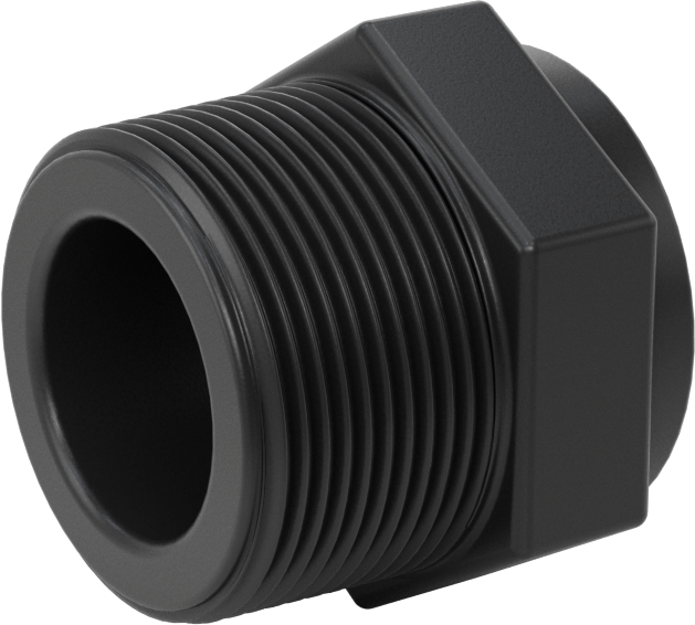 Kimyasallar için UV Dayanıklı Polipropilen Boru Bağlantı Parçası, Burç Adaptörü, 1-1/2 NPT Erkek x 1-1/4 NPT Dişi