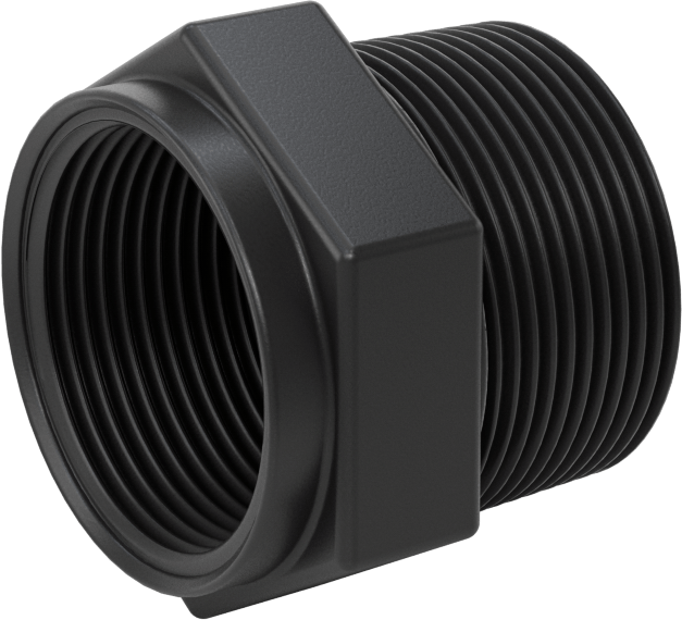 Kimyasallar için UV Dayanıklı Polipropilen Boru Bağlantı Parçası, Burç Adaptörü, 1-1/2 NPT Erkek x 1-1/4 NPT Dişi
