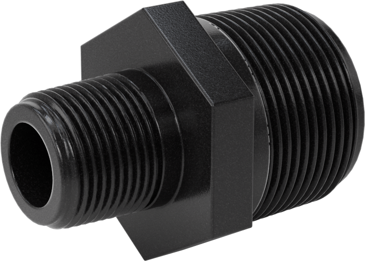 Kimyasallar için UV Dayanıklı Polipropilen Boru Bağlantı Parçası, Düz Redüktör, 1-1/4 NPT Erkek x 3/4 NPT Erkek