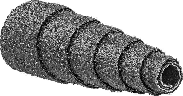 Paslanmaz Çelik ve Sert Metaller için Spiral Sarımlı Zımpara Rulosu, Pürüzlü Yüzey için, 3/8" Çaplı Konik Rulo