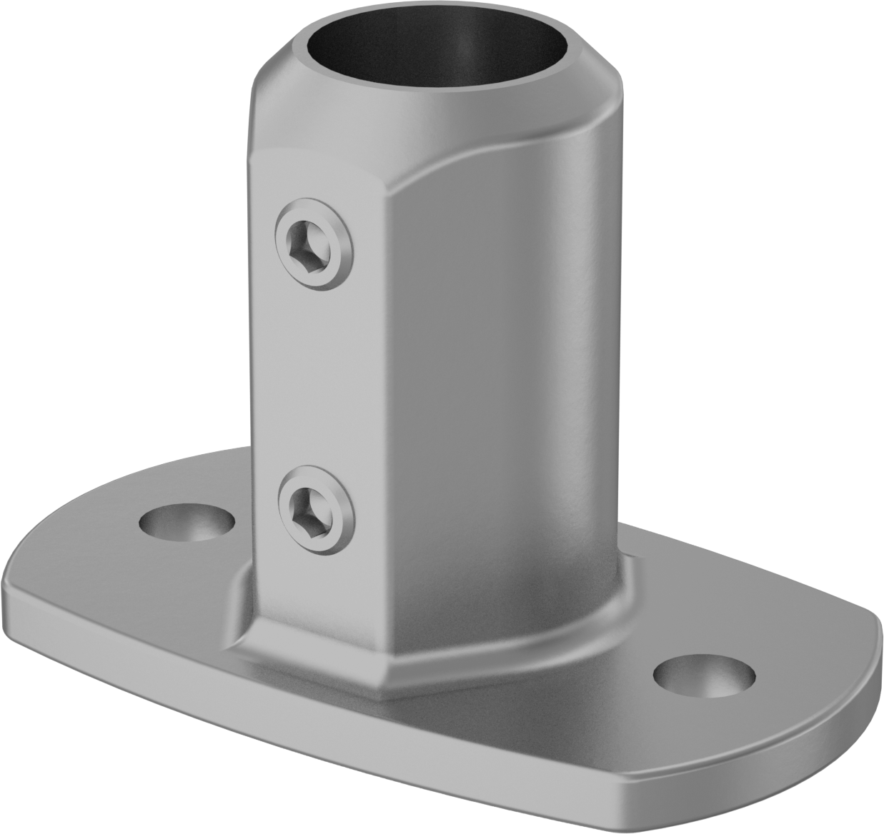 Alüminyum Giydirme Bağlantı Parçası, 1-3/8" Ray Dış Çapı için Oval Flanşlı Ray Ucu