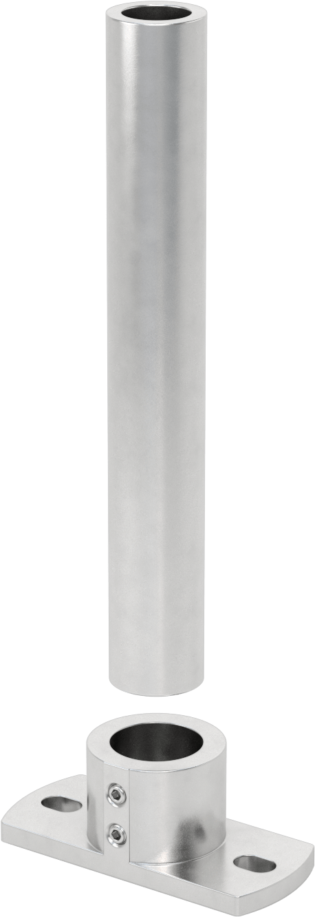 Alüminyum Giydirme Bağlantı Parçası, 1-5/8" Ray Dış Çapı için Oval Flanşlı Ray Ucu