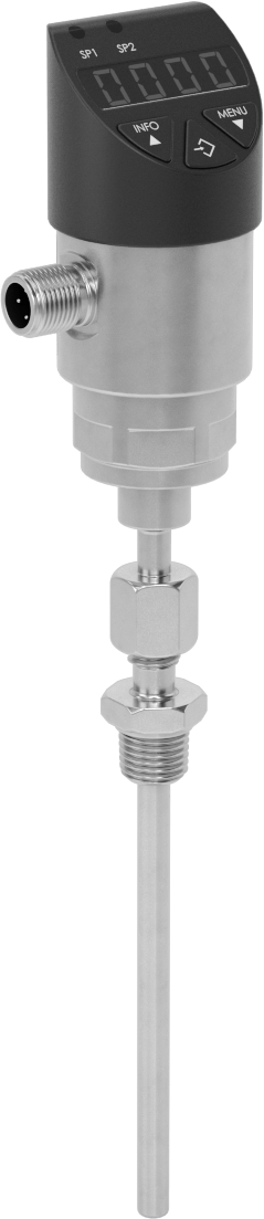 Dijital Ekranlı Elektronik Sıcaklık Anahtarları, 0° ila 240°F Sıcaklık Aralığı, 1/4“ Çap x 6” Uzunluk Prob