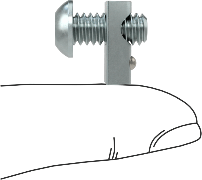 T-Yivli Çerçeve, Takılabilir Bilyalı Somun ve 1/4"-20 Dişli Düğme Başlı, 1" Ray