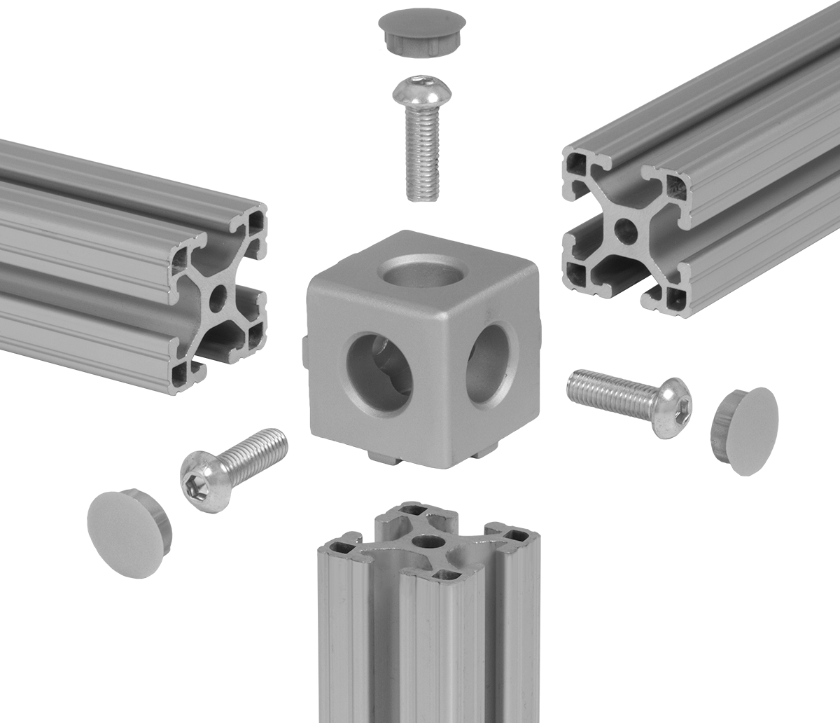 Three-Way Outside Corner Bracket for Four Slot Rails