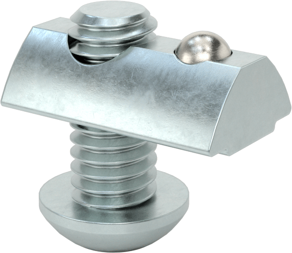 T-Yivli Çerçeve, Kendinden Hizalamalı Bilyalı Somun ve Düğme Başlı, 1,5 inç ve 40 mm Ray