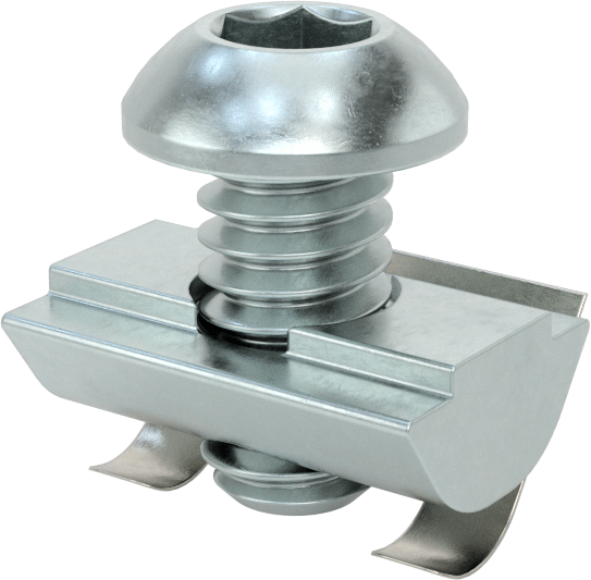 T-Yivli Çerçeve, Uç Beslemeli Yaylı Tırnaklı Somun ve 1/4“-20 Düğme Başlı 1” Ray