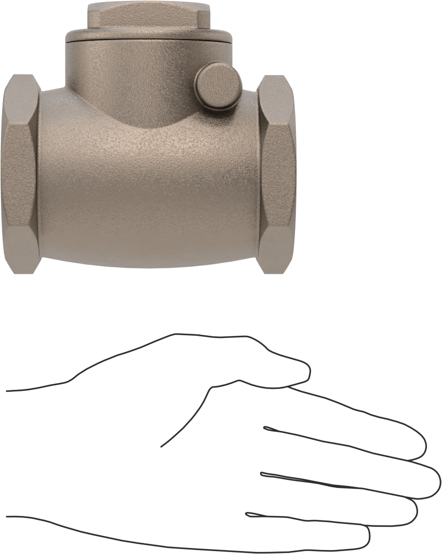 Yüksek Akışlı Dişli Çek Valf, Bronz, 2 NPT Dişi, 125 Sınıf, 131 Akış Katsayısı