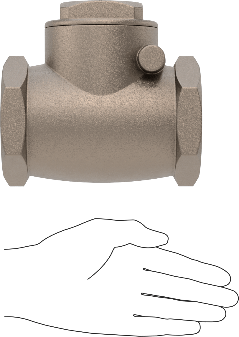 Yüksek Akışlı Dişli Çek Valf, Bronz, 2-1/2 NPT Dişi, 125 Sınıf, 192 Akış Katsayısı