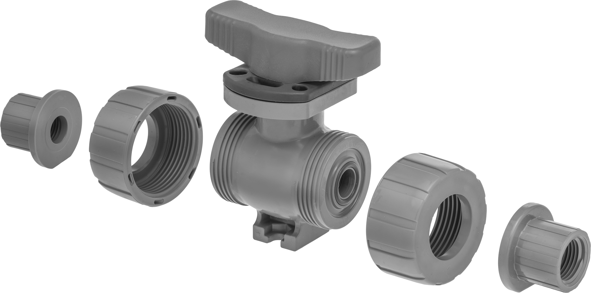 Threaded Union × Threaded Union with T-Handle (Exploded View)