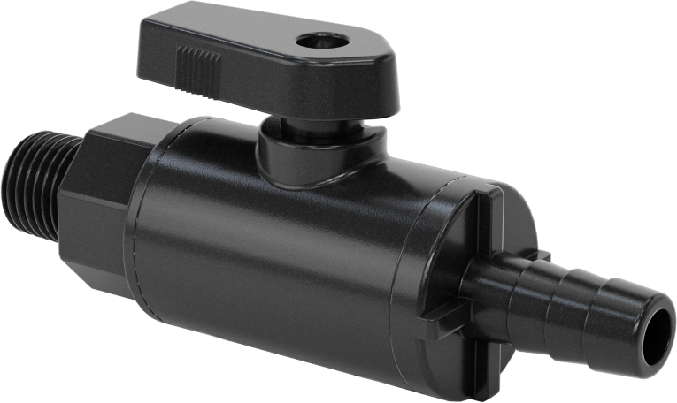 Kimyasallar için Açma/Kapama Vanası, Kol Tutacağı, Polipropilen, 1/4 NPT Erkek x 3/8" Boru İç Çapı için