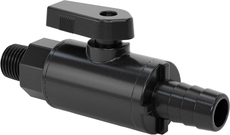 Kimyasallar için Açma/Kapama Vanası, Kol Tutacağı, Polipropilen, 1/4 NPT Erkek x 1/2" Boru İç Çapı için