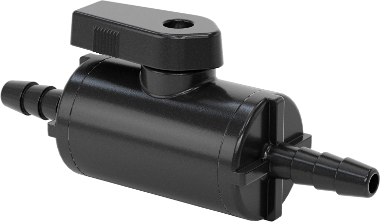 Kimyasallar için Açma/Kapama Vanası, Kol Tutacağı, PVDF, 1/4" Boru İç Çapı için Dikenli Bağlantı Parçaları