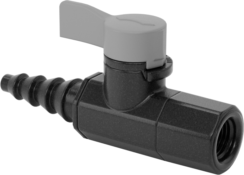 Kimyasallar için Açma/Kapama Vanası, Kol Tutacağı, PVC Gövde, Konik Bağlantı Elemanı x 1/4 NPT Dişi