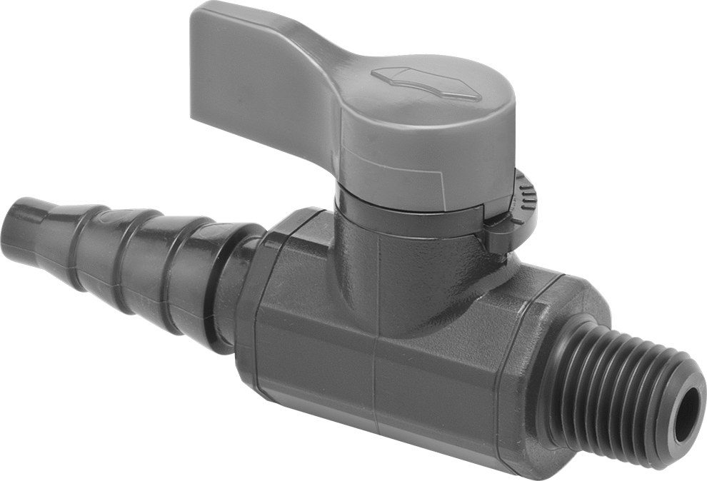 Kimyasallar için Açma/Kapama Vanası, Kol Tutacağı, PVC Gövde, Konik Bağlantı Elemanı x 1/4 NPT Erkek