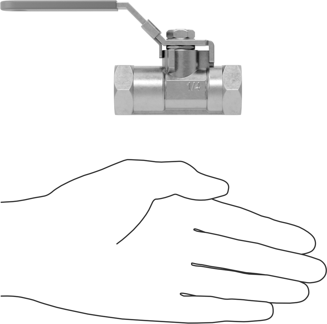 Yakıt için 316 Paslanmaz Çelik Açma/Kapama Vanası, Grafit Conta, 1/4 NPT Dişi, 1000 PSI @ 200°F Maksimum