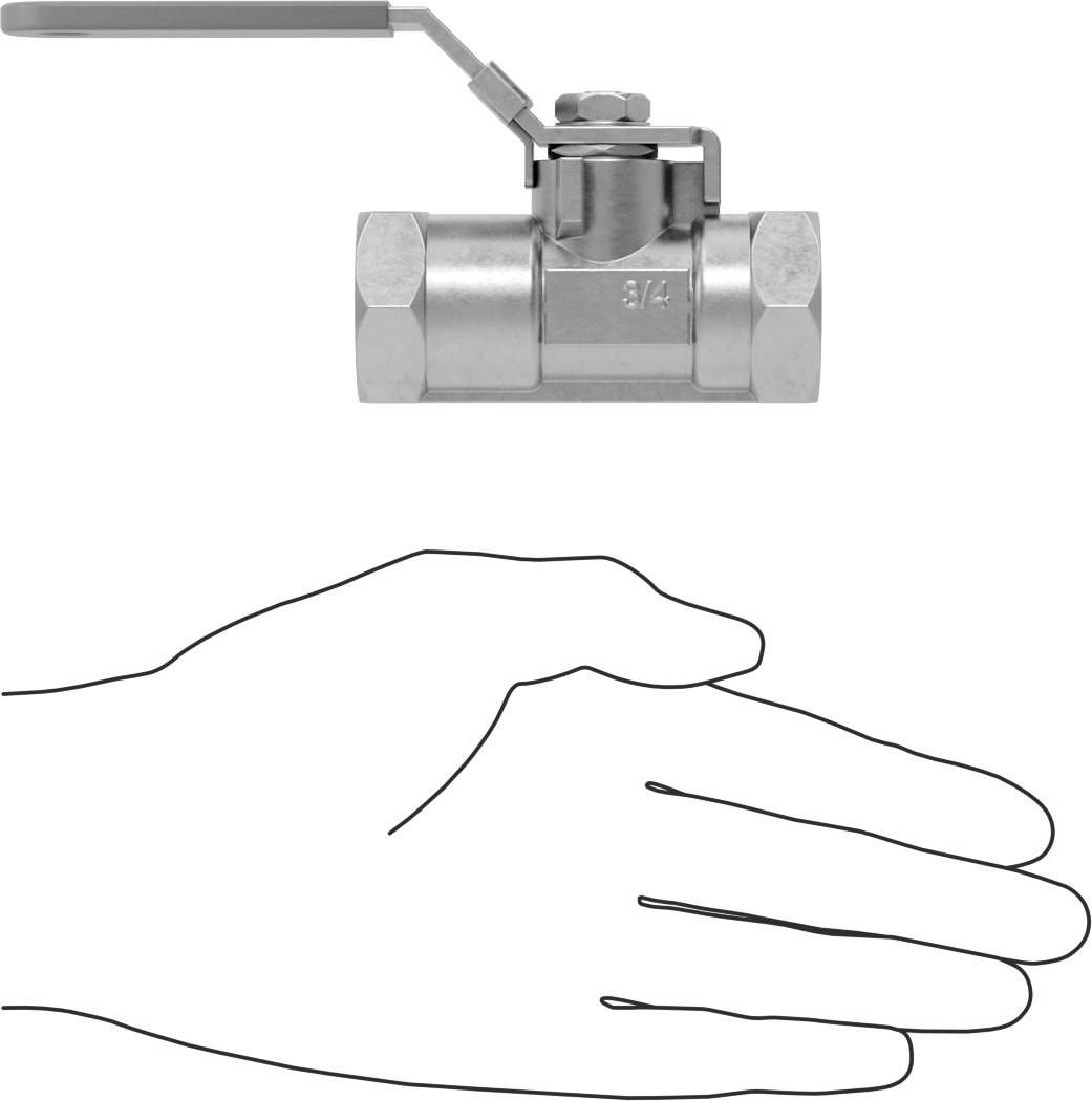 Yakıt için 316 Paslanmaz Çelik Açma/Kapama Vanası, Grafit Conta, 3/4 NPT Dişi, 1000 PSI @ 200°F Maksimum