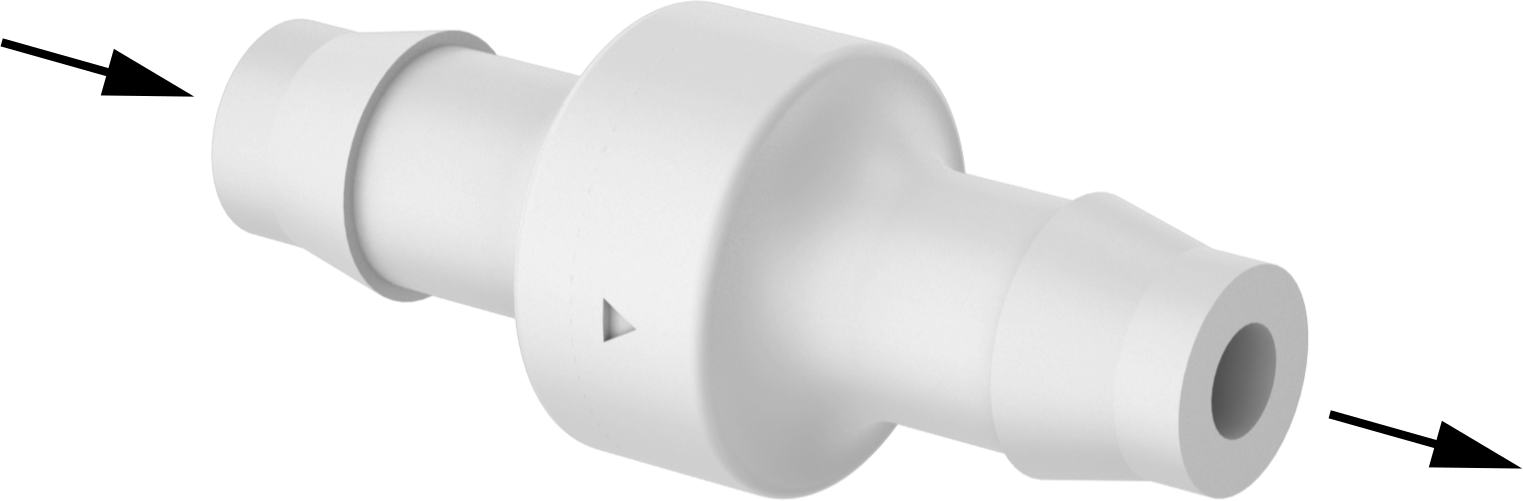 Çek Valf, Yüksek Çevrimli, Naylon Gövde, 3/8" Boru İç Çapı için, Maksimum 50 PSI