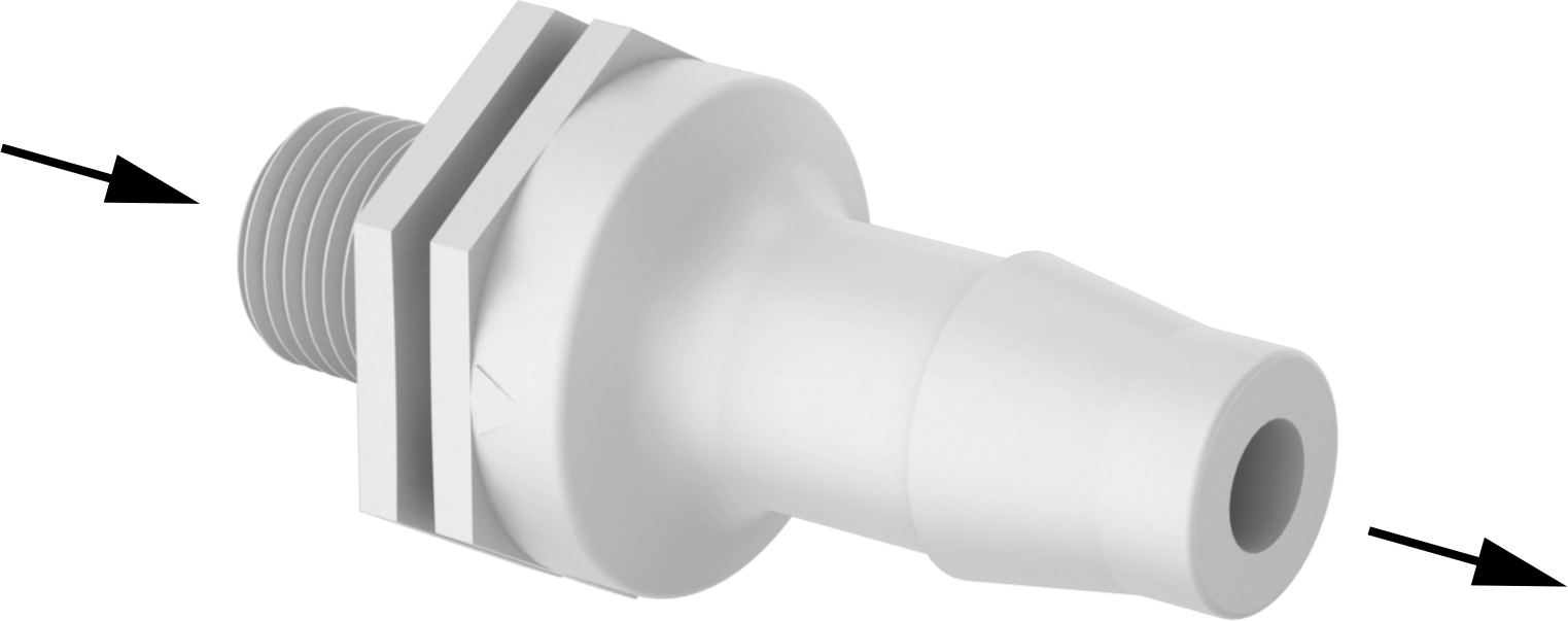 Çek Valf, Yüksek Çevrimli, Polipropilen Gövde, 1/8 NPT Erkek, 3/8" Boru İç Çapı