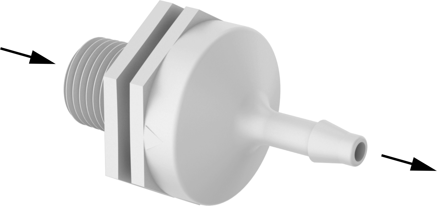 Çek Valf, Yüksek Çevrimli, Polipropilen Gövde, 1/8 NPT Erkek, 1/8" Boru İç Çapı