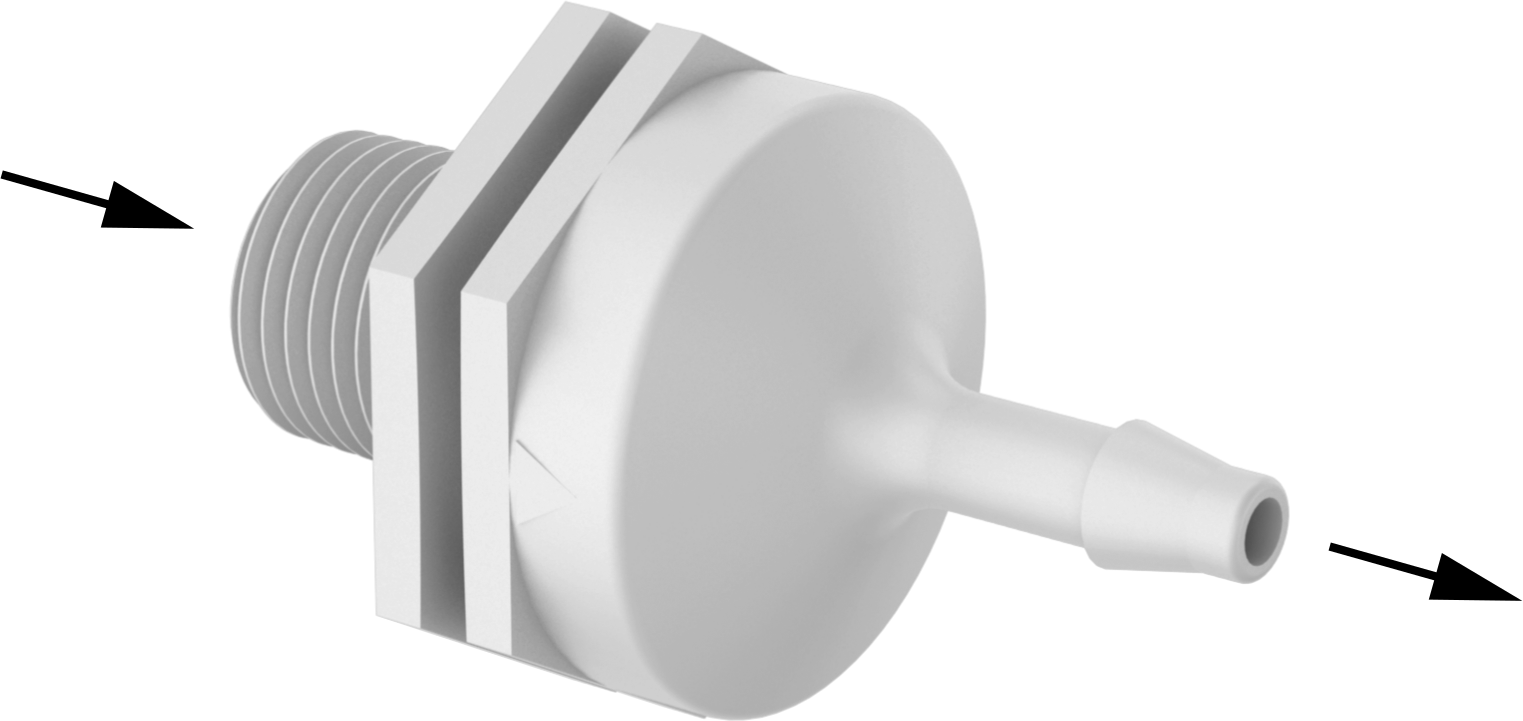 Çek Valf, Yüksek Çevrimli, Polikarbonat Gövde, 1/8 NPT, 1/8" Boru İç Çapı