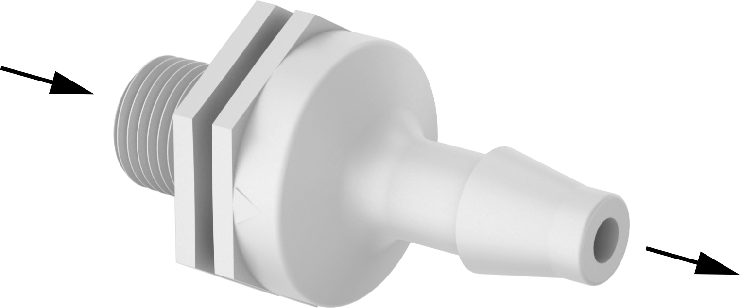Çek Valf, Yüksek Çevrimli, Polikarbonat Gövde, 1/8 NPT, 1/4" Boru İç Çapı