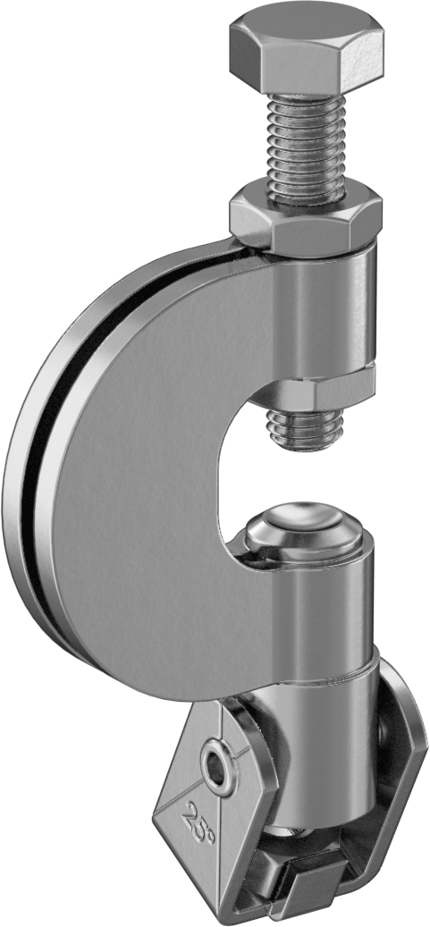 Dişli Çubuk için Eğimli Kiriş Kelepçesi, Alttan Montaj, Düz yüzeyler için, Konik Kiriş, 3/8"-16 Diş Boyutu