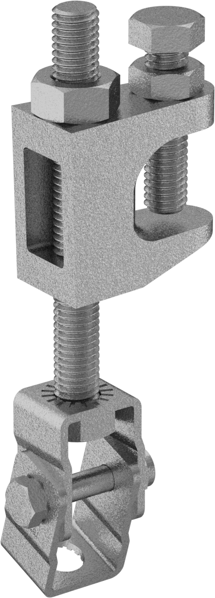Dişli Çubuk için Eğimli Kiriş Kelepçesi, Alt ve Üst Montaj, Düz yüzeyler için, Konik Kiriş, 3/8"-16 Diş Boyutu
