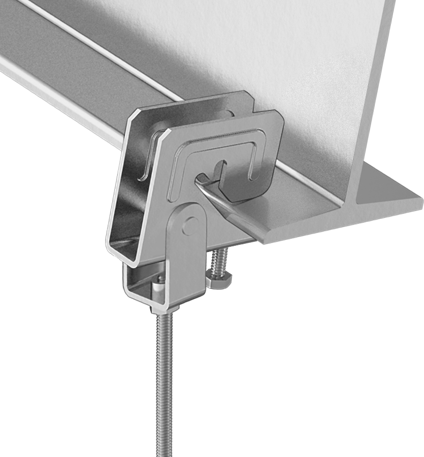 Dişli Çubuk için Eğimli Kiriş Kelepçesi, Alttan Montaj, Açılı Kiriş için, 1/4"-20 Diş Boyutu için